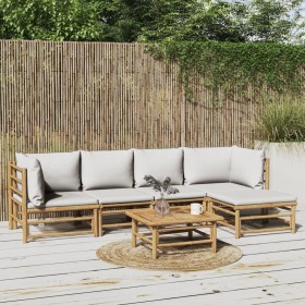 6-piece bamboo garden furniture set with light gray cushions by vidaXL, Garden sets - Ref: Foro24-3155104, Price: 472,05 €, D...