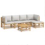 6-piece bamboo garden furniture set with light gray cushions by vidaXL, Garden sets - Ref: Foro24-3155104, Price: 472,05 €, D...