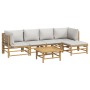 6-piece bamboo garden furniture set with light gray cushions by vidaXL, Garden sets - Ref: Foro24-3155104, Price: 472,05 €, D...