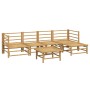 Set de muebles de jardín 6 piezas bambú con cojines gris claro de vidaXL, Conjuntos de jardín - Ref: Foro24-3155104, Precio: ...