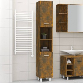 Armario de baño madera contrachapada roble ahumado 30x30x179 cm de vidaXL, Muebles de baño - Ref: Foro24-825831, Precio: 71,3...