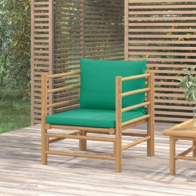 Sofá de jardín bambú con cojines verde de vidaXL, Sofás modulares de exterior - Ref: Foro24-362296, Precio: 90,99 €, Descuent...