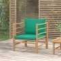 Bamboo garden sofa with green cushions by vidaXL, Modular outdoor sofas - Ref: Foro24-362296, Price: 90,99 €, Discount: %