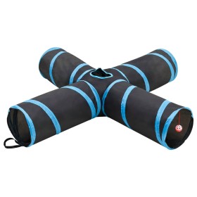 Túnel para gatos con 4 salidas poliéster negro y azul 132 cm de vidaXL, Tiendas y túneles de juego - Ref: Foro24-172183, Prec...