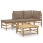 Set de muebles de jardín 4 piezas bambú y cojines gris taupe de vidaXL, Conjuntos de jardín - Ref: Foro24-3155112, Precio: 32...