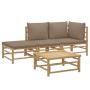 Set de muebles de jardín 4 piezas bambú y cojines gris taupe de vidaXL, Conjuntos de jardín - Ref: Foro24-3155112, Precio: 32...