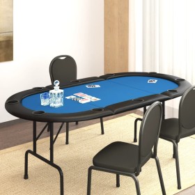 Folding poker table for 10 players blue 206x106x75 cm by vidaXL, Game and poker tables - Ref: Foro24-80403, Price: 166,05 €, ...