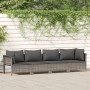 4-teiliges Gartenmöbel-Set und Kissen synthetisches Rattangrau von vidaXL, Gartensets - Ref: Foro24-362689, Preis: 251,27 €, ...