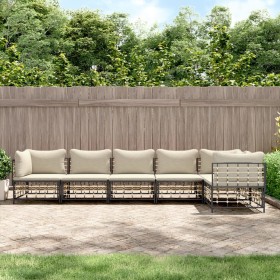 Gartenmöbel-Set 6 Stück Kissen Anthrazit PE-Rattan von vidaXL, Outdoor-Sofas - Ref: Foro24-3186754, Preis: 477,99 €, Rabatt: %