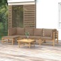 6-piece bamboo garden furniture set with taupe gray cushions by vidaXL, Garden sets - Ref: Foro24-3155116, Price: 606,80 €, D...