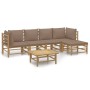 6-piece bamboo garden furniture set with taupe gray cushions by vidaXL, Garden sets - Ref: Foro24-3155116, Price: 606,80 €, D...