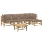 6-piece bamboo garden furniture set with taupe gray cushions by vidaXL, Garden sets - Ref: Foro24-3155116, Price: 606,80 €, D...