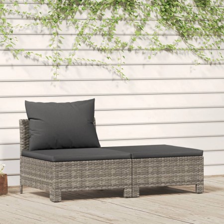 Garden furniture set 2 pieces with gray synthetic rattan cushions by vidaXL, Garden sets - Ref: Foro24-362690, Price: 193,00 ...