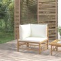 Garten-Ecksofa aus Bambus mit cremeweißen Kissen von vidaXL, Modulare Sofas für den Außenbereich - Ref: Foro24-362300, Preis:...