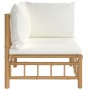 Bamboo garden corner sofa with cream white cushions by vidaXL, Modular outdoor sofas - Ref: Foro24-362300, Price: 136,91 €, D...