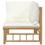 Bamboo garden corner sofa with cream white cushions by vidaXL, Modular outdoor sofas - Ref: Foro24-362300, Price: 136,91 €, D...