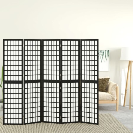 Folding screen with 5 Japanese-style black panels 200x170 cm by vidaXL, Room dividers - Ref: Foro24-352081, Price: 144,14 €, ...