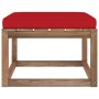 Garden footrest with red cushion