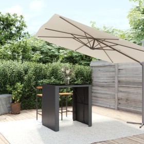 Hoher Stehtisch aus PE-Rattan und schwarzer Glasoberfläche, 105 x 80 x 110 cm von vidaXL, Gartentische - Ref: Foro24-362594, ...