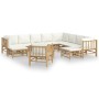 Set de muebles de jardín 12 piezas bambú y cojines blanco crema de vidaXL, Conjuntos de jardín - Ref: Foro24-3155194, Precio:...