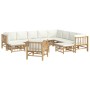 Set de muebles de jardín 12 piezas bambú y cojines blanco crema de vidaXL, Conjuntos de jardín - Ref: Foro24-3155194, Precio:...