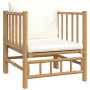 Set de muebles de jardín 12 piezas bambú y cojines blanco crema de vidaXL, Conjuntos de jardín - Ref: Foro24-3155194, Precio:...