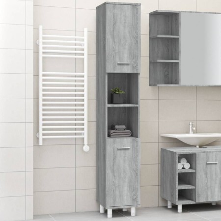 Armario de baño madera contrachapada gris Sonoma 30x30x179 cm de vidaXL, Muebles de baño - Ref: Foro24-825832, Precio: 88,22 ...