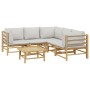 6-piece bamboo garden furniture set with light gray cushions by vidaXL, Garden sets - Ref: Foro24-3155092, Price: 540,16 €, D...