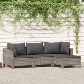 4-teiliges Gartenmöbel-Set und graue synthetische Rattankissen von vidaXL, Gartensets - Ref: Foro24-362687, Preis: 342,79 €, ...