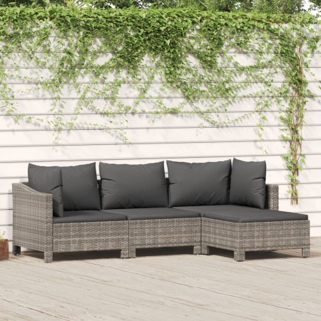 4-teiliges Gartenmöbel-Set und graue synthetische Rattankissen von vidaXL, Gartensets - Ref: Foro24-362687, Preis: 327,41 €, ...