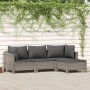 4-teiliges Gartenmöbel-Set und graue synthetische Rattankissen von vidaXL, Gartensets - Ref: Foro24-362687, Preis: 343,51 €, ...