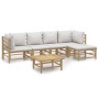 6-piece bamboo garden furniture set with light gray cushions by vidaXL, Garden sets - Ref: Foro24-3155084, Price: 428,99 €, D...