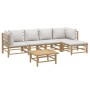 6-piece bamboo garden furniture set with light gray cushions by vidaXL, Garden sets - Ref: Foro24-3155084, Price: 428,99 €, D...