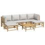 Set de muebles de jardín 7 piezas bambú y cojines gris claro de vidaXL, Conjuntos de jardín - Ref: Foro24-3155101, Precio: 57...