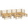 Set de muebles de jardín 7 piezas bambú y cojines gris claro de vidaXL, Conjuntos de jardín - Ref: Foro24-3155101, Precio: 57...