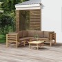 6-piece bamboo garden furniture set with taupe gray cushions by vidaXL, Garden sets - Ref: Foro24-3155124, Price: 644,54 €, D...