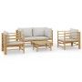 5-piece bamboo garden furniture set with light gray cushions by vidaXL, Garden sets - Ref: Foro24-3155089, Price: 477,80 €, D...