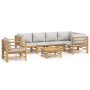 Garden furniture set 7 pieces bamboo and light gray cushions by vidaXL, Garden sets - Ref: Foro24-3155109, Price: 692,80 €, D...