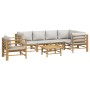 Set de muebles de jardín 7 piezas bambú y cojines gris claro de vidaXL, Conjuntos de jardín - Ref: Foro24-3155109, Precio: 66...