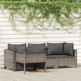 Set de muebles de jardín 4 pzas y cojines ratán sintético gris de vidaXL, Conjuntos de jardín - Ref: Foro24-362688, Precio: 2...