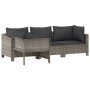 Set de muebles de jardín 4 pzas y cojines ratán sintético gris de vidaXL, Conjuntos de jardín - Ref: Foro24-362688, Precio: 3...