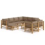 10-piece bamboo garden furniture set with taupe gray cushions by vidaXL, Garden sets - Ref: Foro24-3155128, Price: 1,00 €, Di...