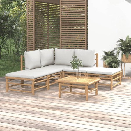 6-piece bamboo garden furniture set with light gray cushions by vidaXL, Garden sets - Ref: Foro24-3155079, Price: 463,81 €, D...