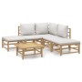 6-piece bamboo garden furniture set with light gray cushions by vidaXL, Garden sets - Ref: Foro24-3155079, Price: 463,81 €, D...