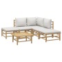 6-piece bamboo garden furniture set with light gray cushions by vidaXL, Garden sets - Ref: Foro24-3155079, Price: 463,81 €, D...