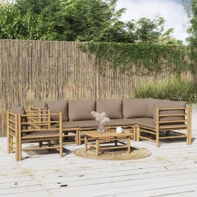 7-piece garden furniture set bamboo and taupe gray cushions by vidaXL, Garden sets - Ref: Foro24-3155125, Price: 734,99 €, Di...