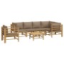 Set de muebles de jardín 7 piezas bambú y cojines gris taupe de vidaXL, Conjuntos de jardín - Ref: Foro24-3155125, Precio: 76...