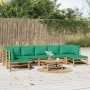 8-piece bamboo garden furniture set with green cushions by vidaXL, Garden sets - Ref: Foro24-3155174, Price: 540,97 €, Discou...