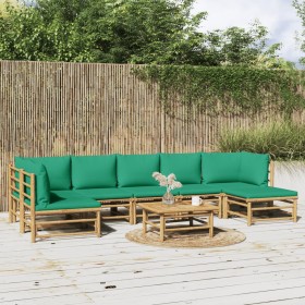 8-teiliges Gartenmöbel-Set aus Bambus mit grünen Kissen von vidaXL, Gartensets - Ref: Foro24-3155174, Preis: 540,06 €, Rabatt: %