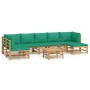 Set de muebles de jardín 8 piezas bambú con cojines verde de vidaXL, Conjuntos de jardín - Ref: Foro24-3155174, Precio: 540,0...